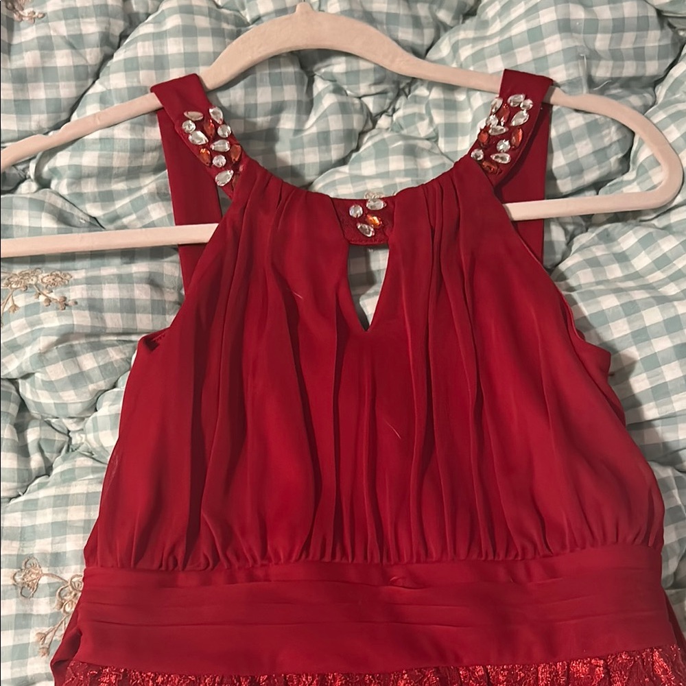 Elegant Red Kids Dress with Embellishments